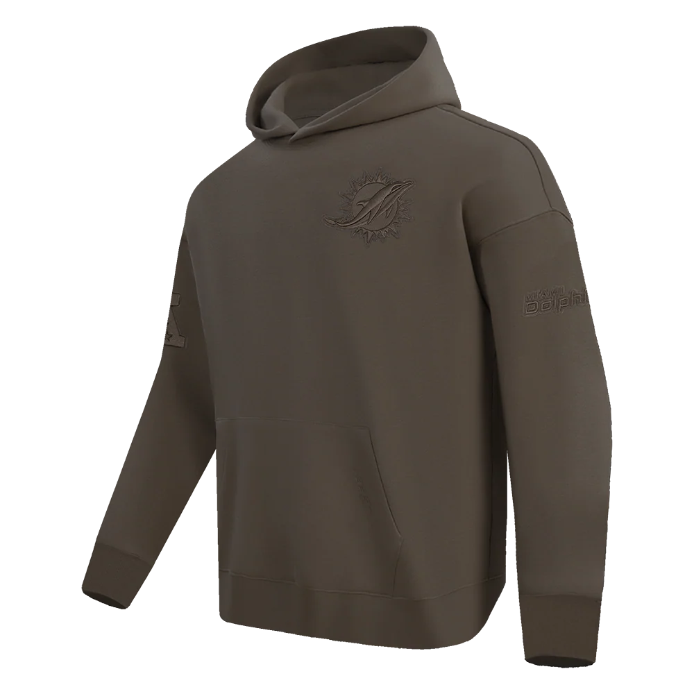 NFL MIAMI DOLPHINS NEUTRAL MEN'S DROP SHOULDER PULLOVER HOODIE (DARK TAUPE) - Image 2
