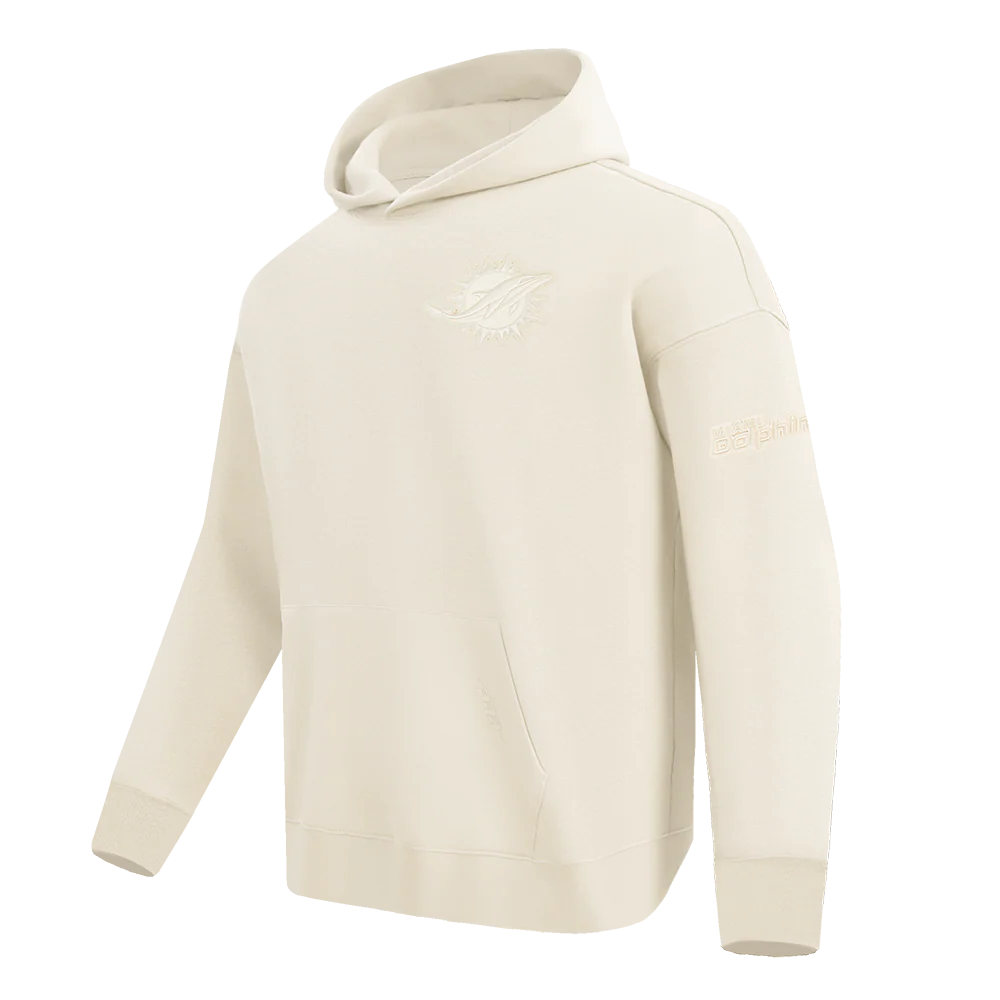 NFL MIAMI DOLPHINS NEUTRAL MEN'S DROP SHOULDER PULLOVER HOODIE (EGGSHELL) - Image 2