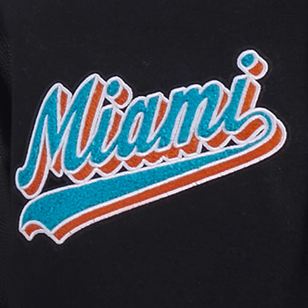 NFL MIAMI DOLPHINS SCRIPT TAIL MEN'S RIB WOOL VARSITY (BLACK) - Image 5