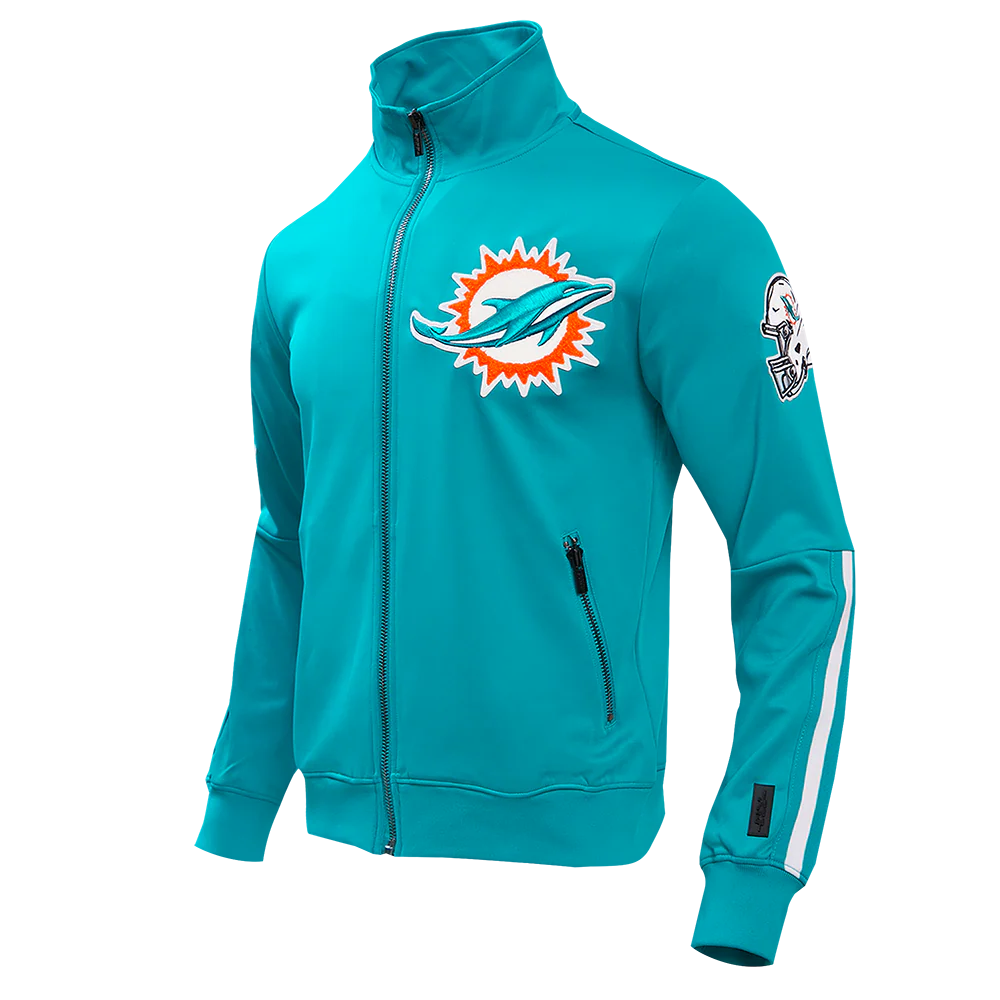 NFL MIAMI DOLPHINS CLASSIC MEN'S DOUBLE KNIT TRACK JACKET (TEAL) - Image 2
