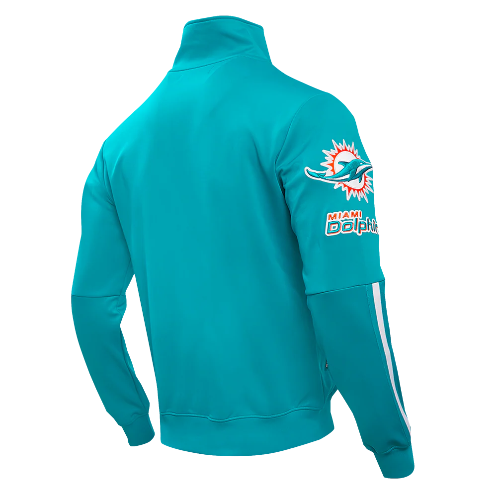 NFL MIAMI DOLPHINS CLASSIC MEN'S DOUBLE KNIT TRACK JACKET (TEAL) - Image 3