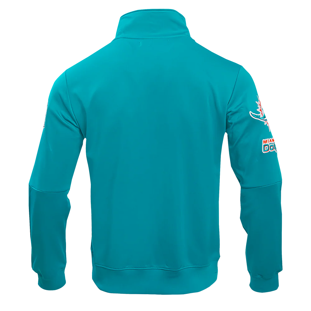 NFL MIAMI DOLPHINS CLASSIC MEN'S DOUBLE KNIT TRACK JACKET (TEAL) - Image 4