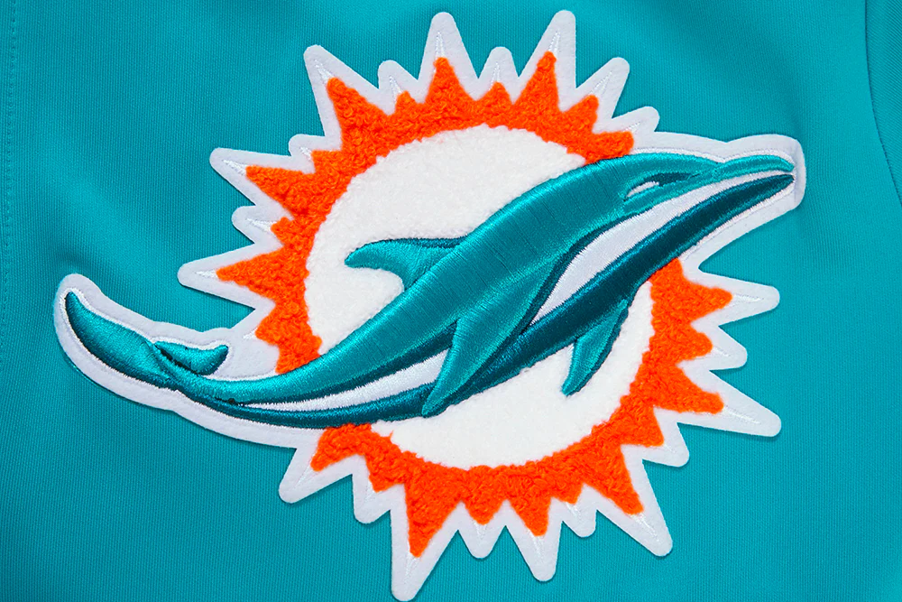 NFL MIAMI DOLPHINS CLASSIC MEN'S DOUBLE KNIT TRACK JACKET (TEAL) - Image 5