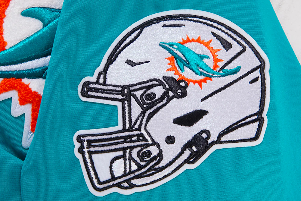 NFL MIAMI DOLPHINS CLASSIC MEN'S DOUBLE KNIT TRACK JACKET (TEAL) - Image 6