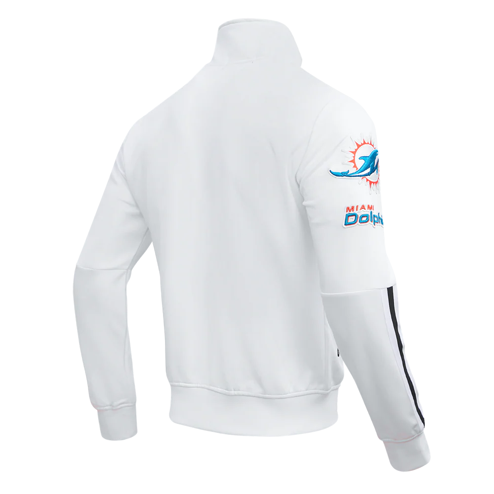 NFL MIAMI DOLPHINS CLASSIC MEN'S DOUBLE KNIT TRACK JACKET (WHITE/BLACK) - Image 10