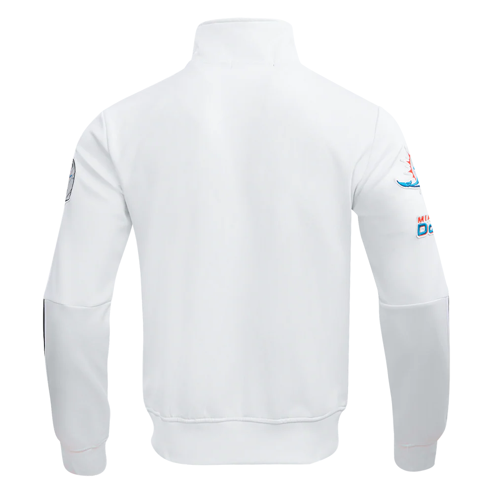 NFL MIAMI DOLPHINS CLASSIC MEN'S DOUBLE KNIT TRACK JACKET (WHITE/BLACK) - Image 11