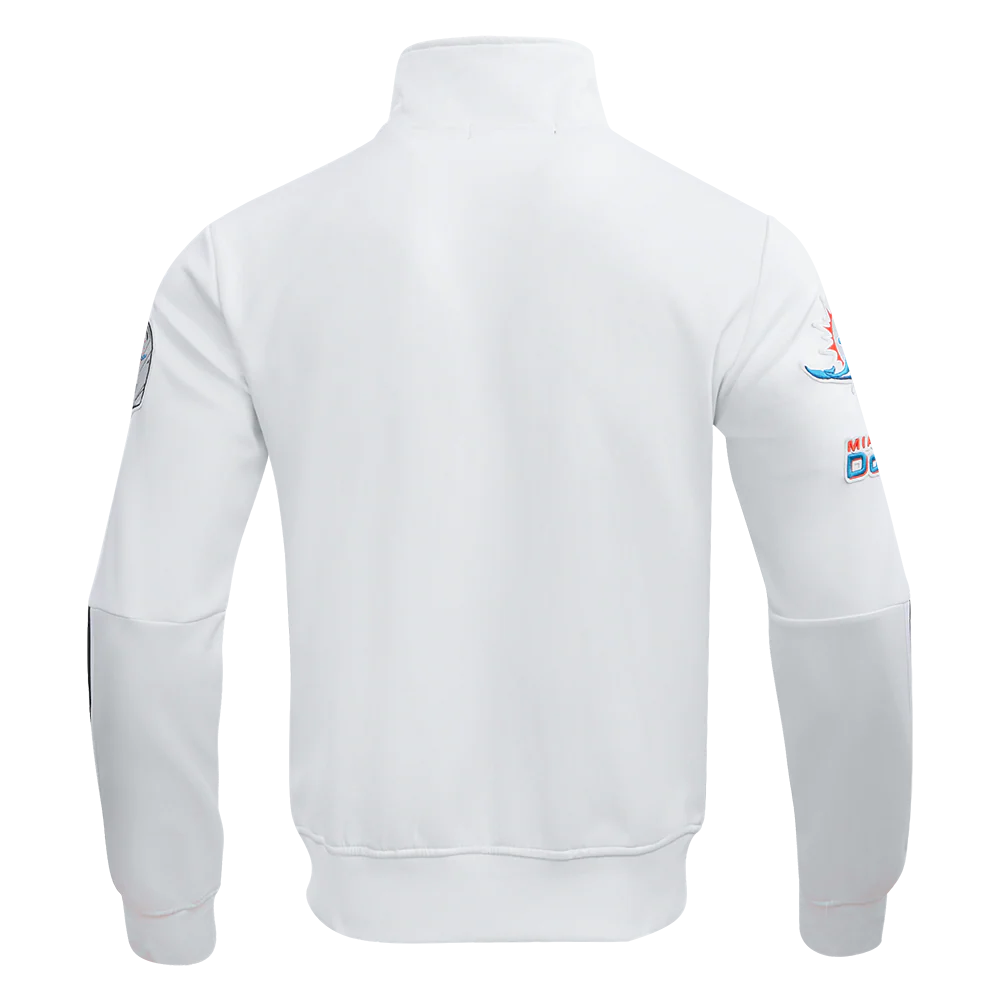 NFL MIAMI DOLPHINS CLASSIC MEN'S DOUBLE KNIT TRACK JACKET (WHITE/BLACK) - Image 4