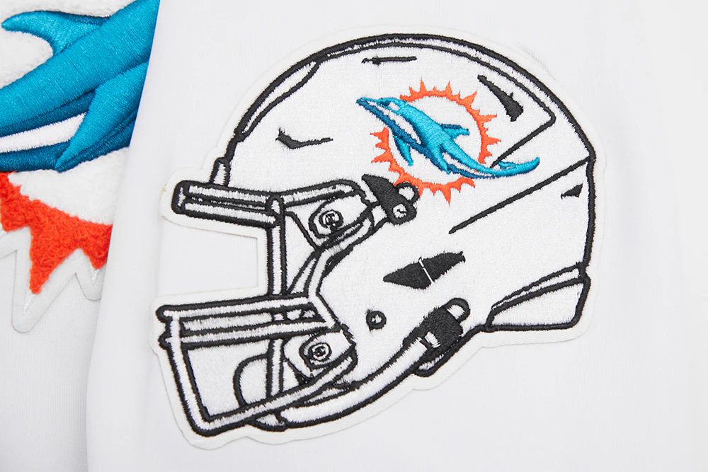 NFL MIAMI DOLPHINS CLASSIC MEN'S DOUBLE KNIT TRACK JACKET (WHITE/BLACK) - Image 5