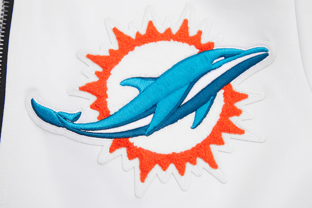 NFL MIAMI DOLPHINS CLASSIC MEN'S DOUBLE KNIT TRACK JACKET (WHITE/BLACK) - Image 7