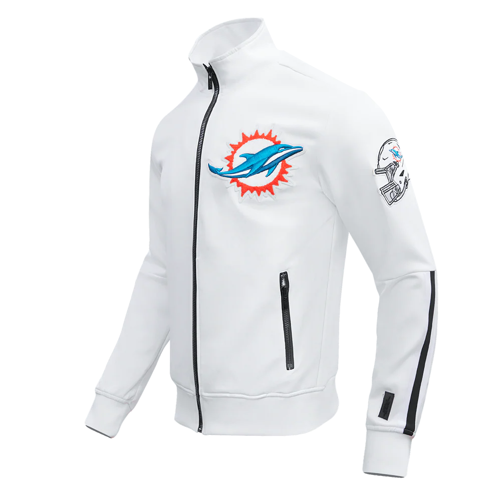 NFL MIAMI DOLPHINS CLASSIC MEN'S DOUBLE KNIT TRACK JACKET (WHITE/BLACK) - Image 9
