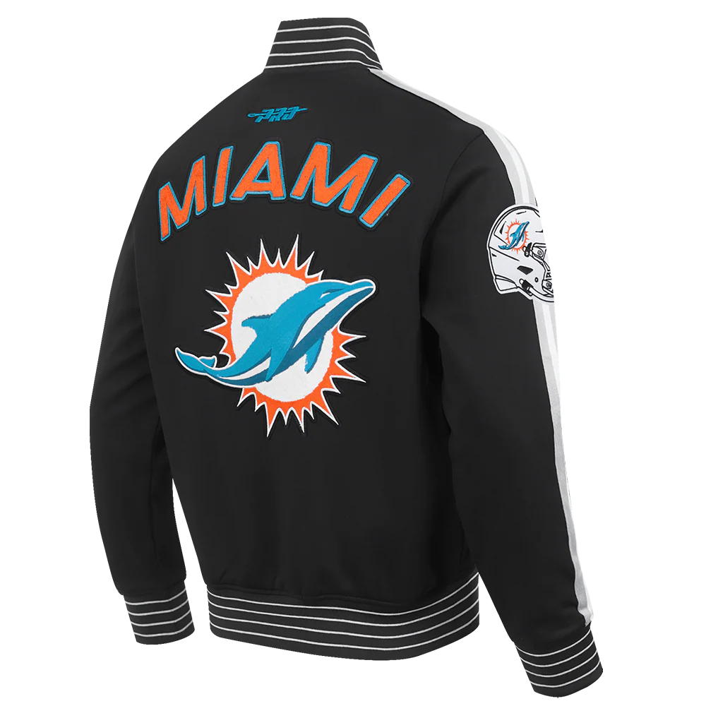 NFL MIAMI DOLPHINS PRO GAME DAY MEN'S DBL KNIT JACKET (BLACK/SILVER/WHITE) - Image 15