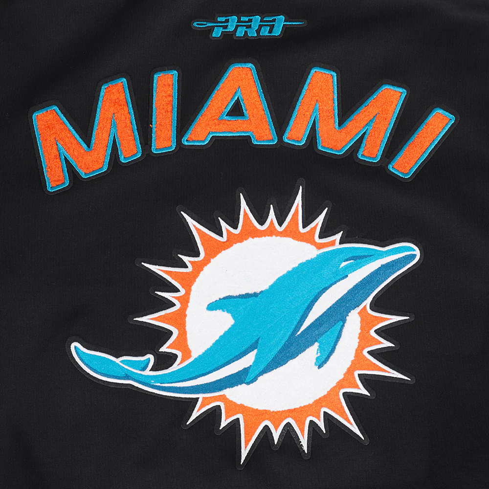 NFL MIAMI DOLPHINS PRO GAME DAY MEN'S DBL KNIT JACKET (BLACK/SILVER/WHITE) - Image 16