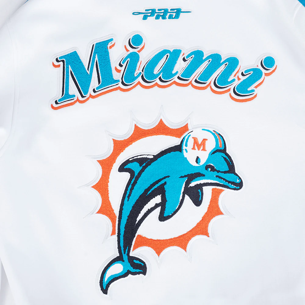 NFL MIAMI DOLPHINS PRO GAME DAY RETRO JACKET (WHITE/ TEAL/ BLACK) - Image 5