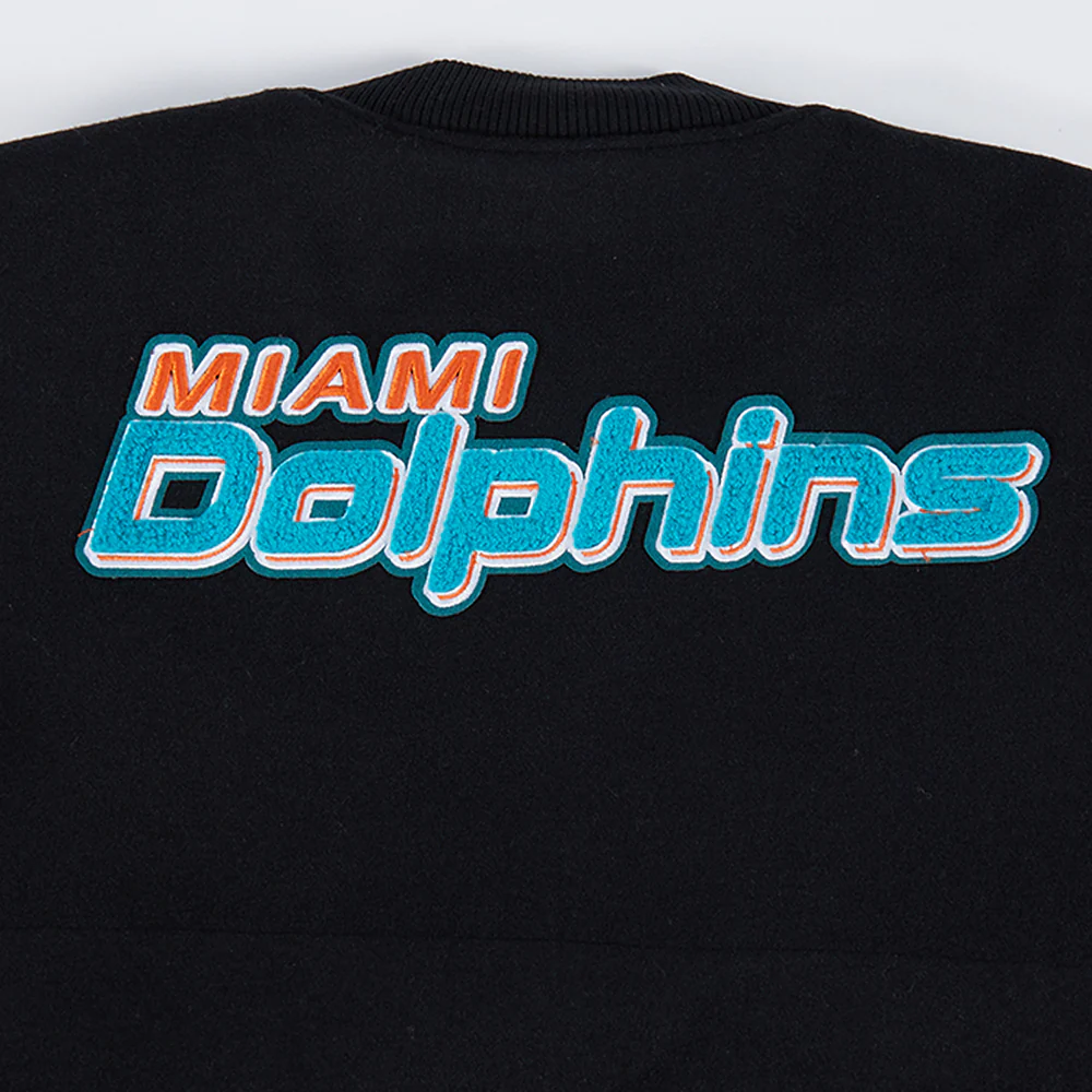 NFL MIAMI DOLPHINS CLASSIC WOOL MEN'S VARSITY JACKET (BLACK/WHITE) - Image 5