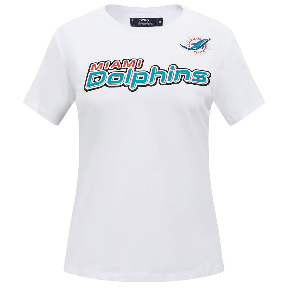 NFL MIAMI DOLPHINS CLASSIC SHORT SLEEVE WOMEN'S SLIM FIT TEE (WHITE)