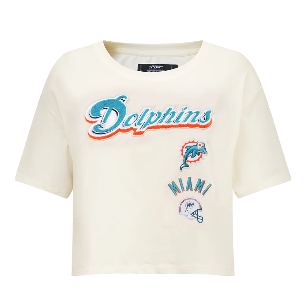 NFL MIAMI DOLPHINS RETRO CLASSIC WOMEN'S BOXY TEE (EGGSHELL)