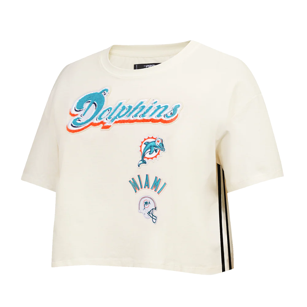 NFL MIAMI DOLPHINS RETRO CLASSIC WOMEN'S BOXY TEE (EGGSHELL) - Image 2