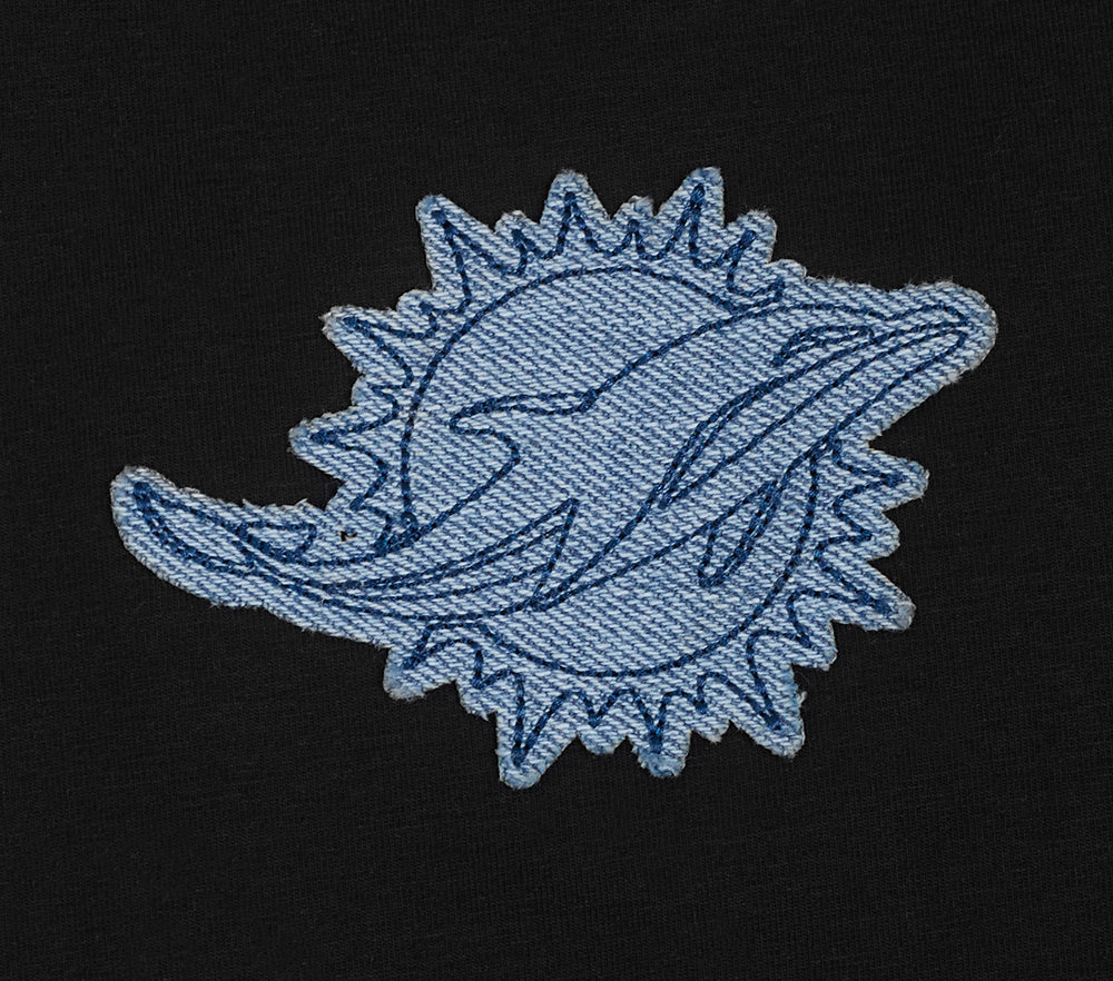 NFL MIAMI DOLPHINS VARSITY BLUES WOMEN'S BOXY TEE (BLACK) - Image 6
