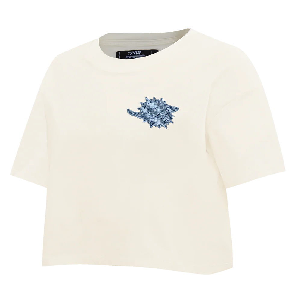 NFL MIAMI DOLPHINS VARSITY BLUES WOMEN'S BOXY TEE (LINEN) - Image 2