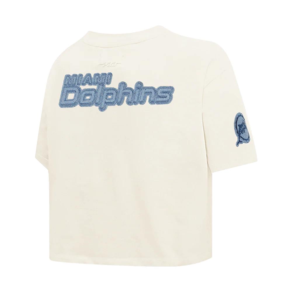 NFL MIAMI DOLPHINS VARSITY BLUES WOMEN'S BOXY TEE (LINEN) - Image 4