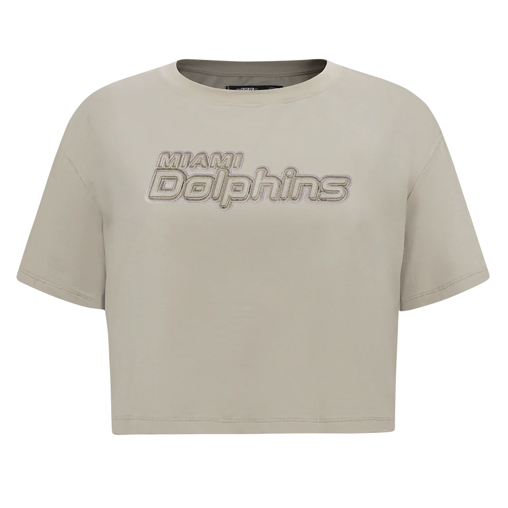 NFL MIAMI DOLPHINS NEUTRAL SINGLE JERSEY BOXY TEE (TAUPE)