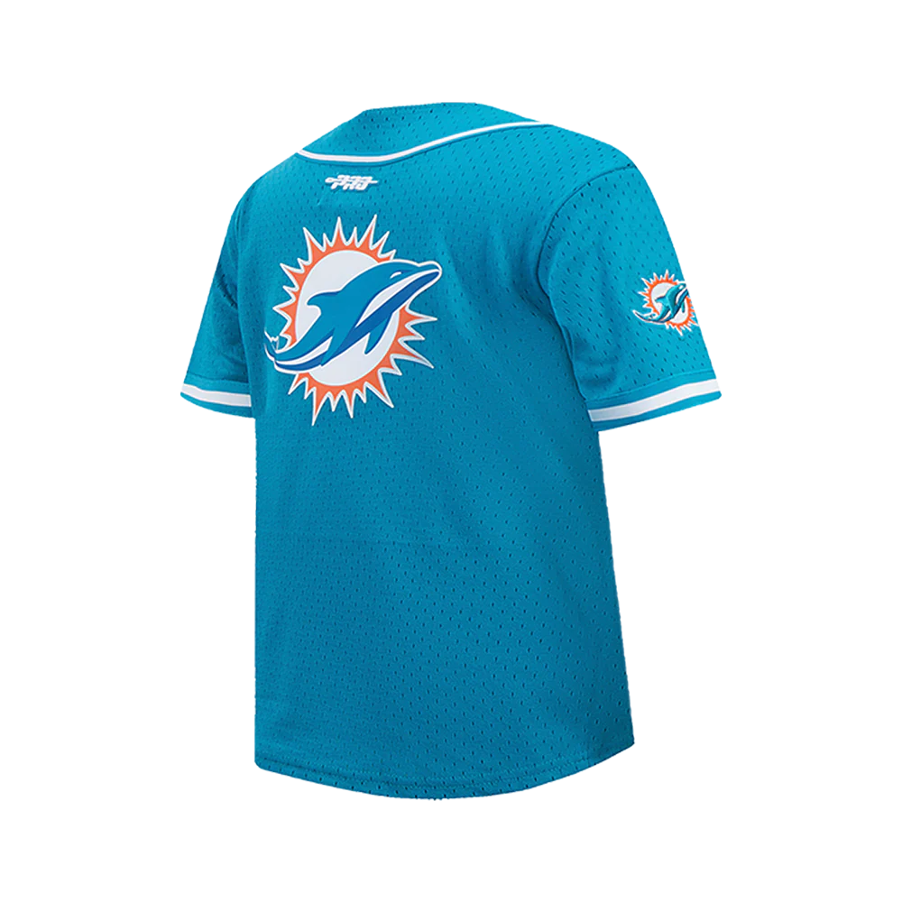 NFL MIAMI DOLPHINS CLASSIC BIG BOY'S MESH BUTTON DOWN SHIRT (TEAL) - Image 4