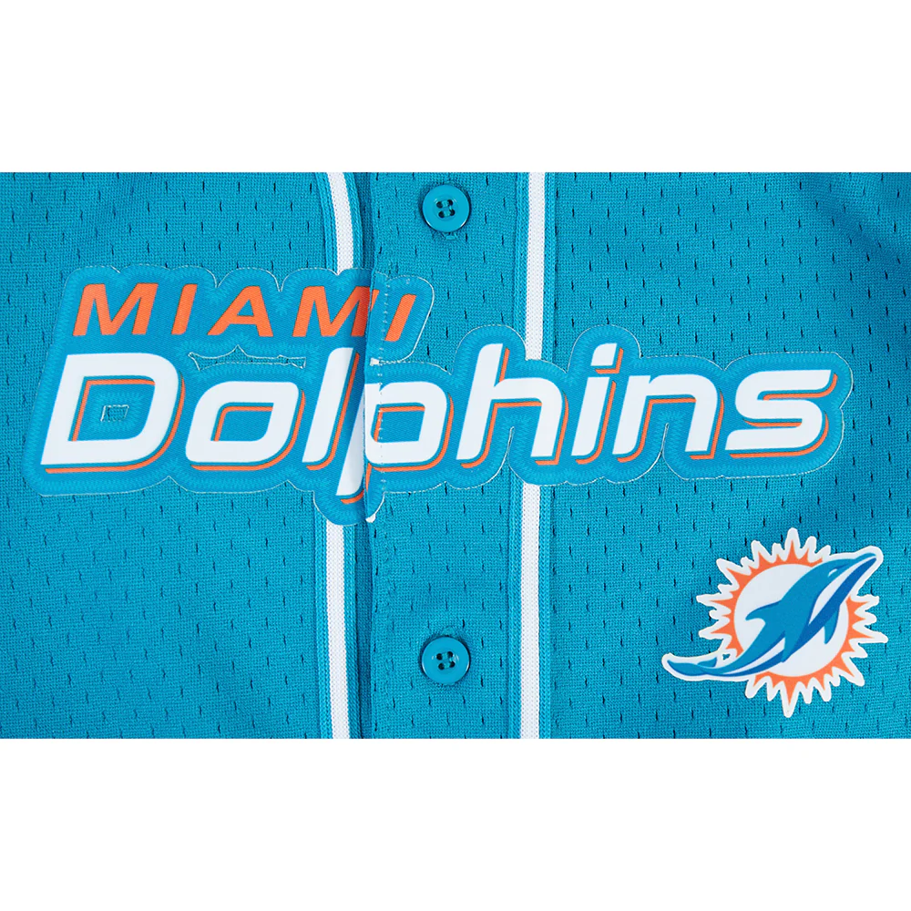 NFL MIAMI DOLPHINS CLASSIC BIG BOY'S MESH BUTTON DOWN SHIRT (TEAL) - Image 9