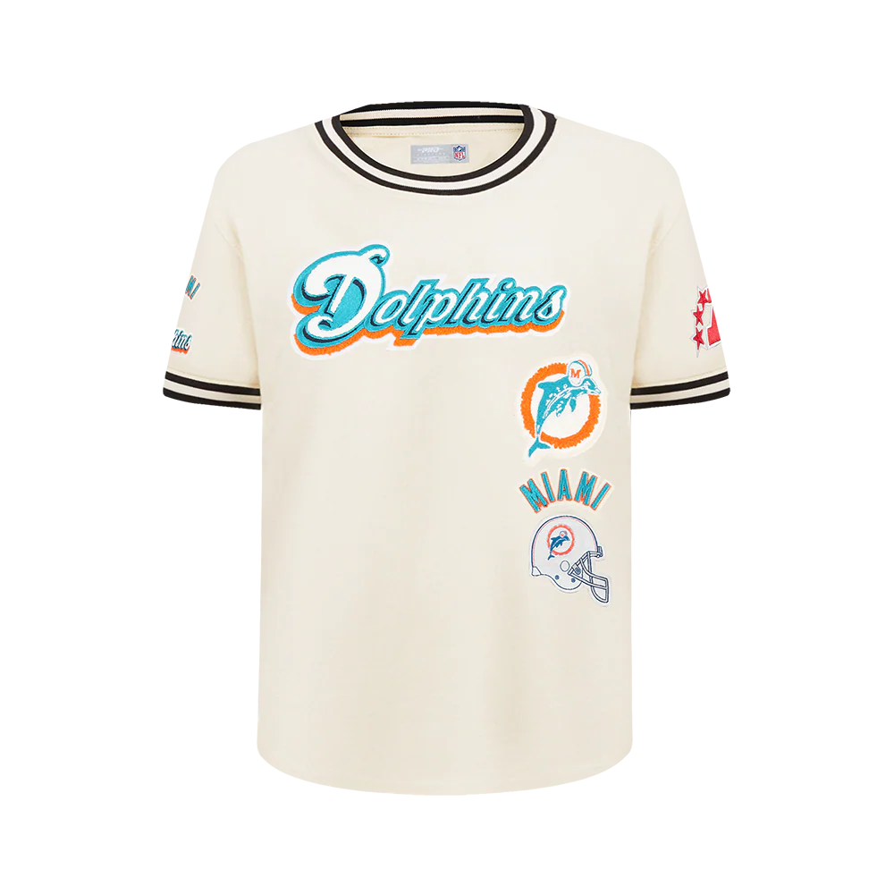 NFL MIAMI DOLPHINS RETRO CLASSICS BIG BOY'S SS STRIPED RIB TEE (EGGSHELL/ BLACK) - Image 3
