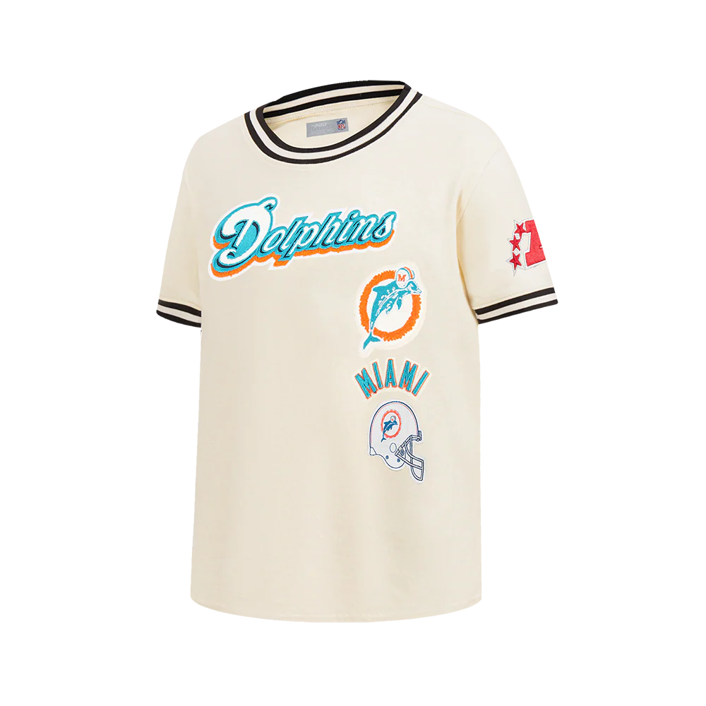 NFL MIAMI DOLPHINS RETRO CLASSICS BIG BOY'S SS STRIPED RIB TEE (EGGSHELL/ BLACK) - Image 4