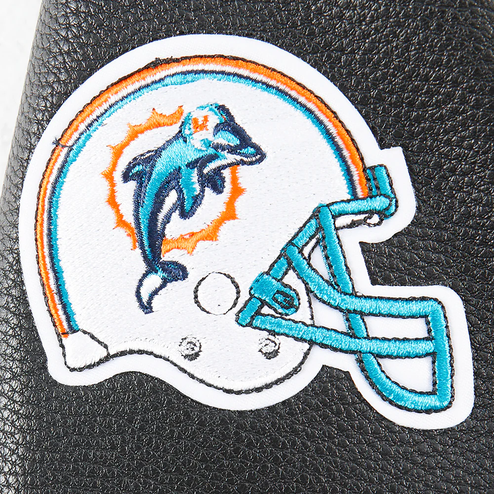 NFL MIAMI DOLPHINS RETRO CLASSIC BIG BOYS RIB WOOL VARSITY JACKET (BLACK) - Image 5