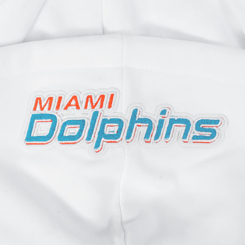 NFL MIAMI DOLPHINS MASHUP WOMEN'S RIB CROPPED PO HOODIE (WHITE/BLACK) - Image 7
