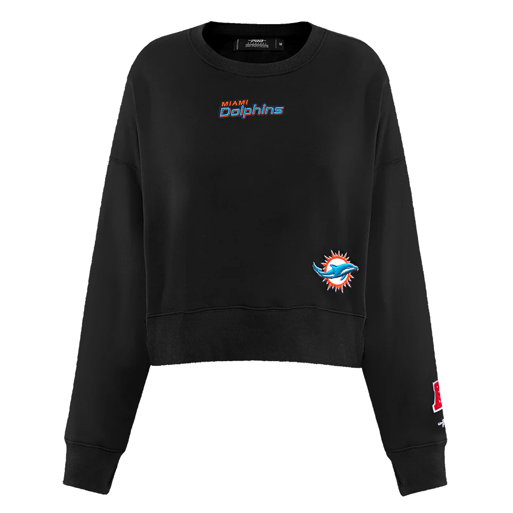 NFL MIAMI DOLPHINS WINGSPAN WOMEN'S FLC CREWNECK (BLACK) - Image 3