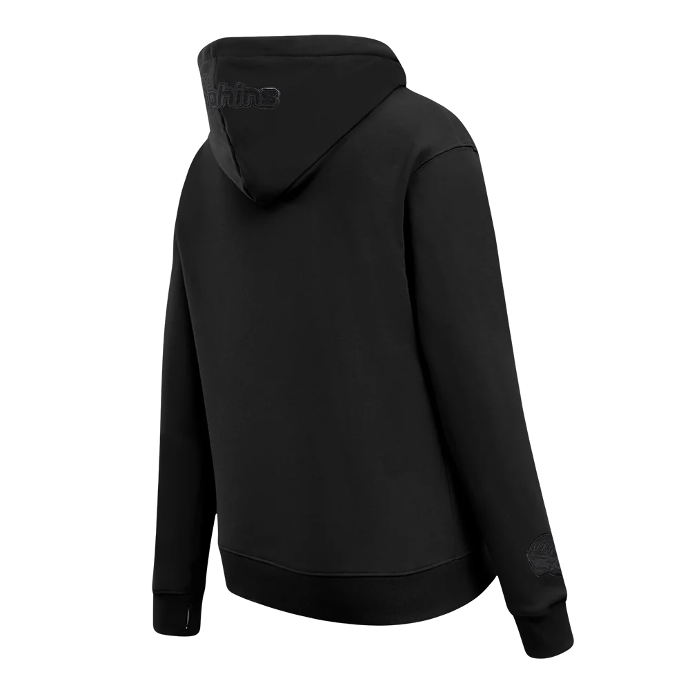 NFL MIAMI DOLPHINS TRIPLE BLACK WOMEN'S FLEECE PULLOVER HOODIE (TRIPLE BLACK) - Image 4