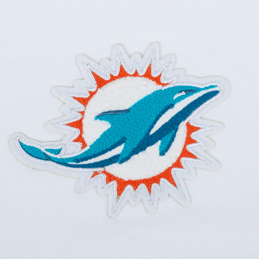 NFL MIAMI DOLPHINS CLASSIC WOMEN'S FLEECE CROPPED PULLOVER HOODIE (WHITE) - Image 5