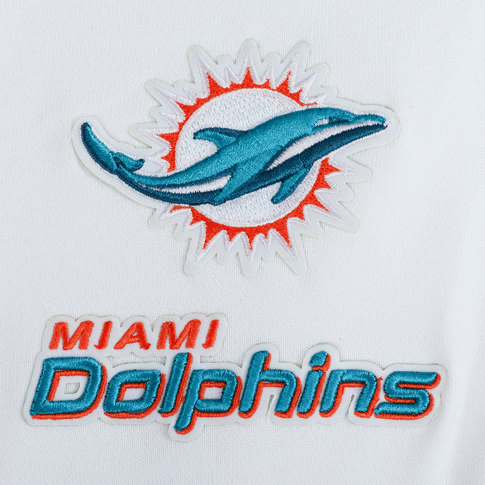 NFL MIAMI DOLPHINS CLASSIC WOMEN'S FLEECE CROPPED PULLOVER HOODIE (WHITE) - Image 6