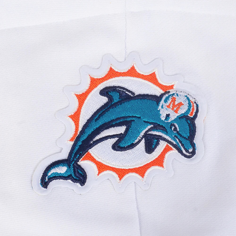 NFL MIAMI DOLPHINS RETRO CLASSIC WOMEN'S CROPPED PO HOODIE (WHITE/BLACK) - Image 5