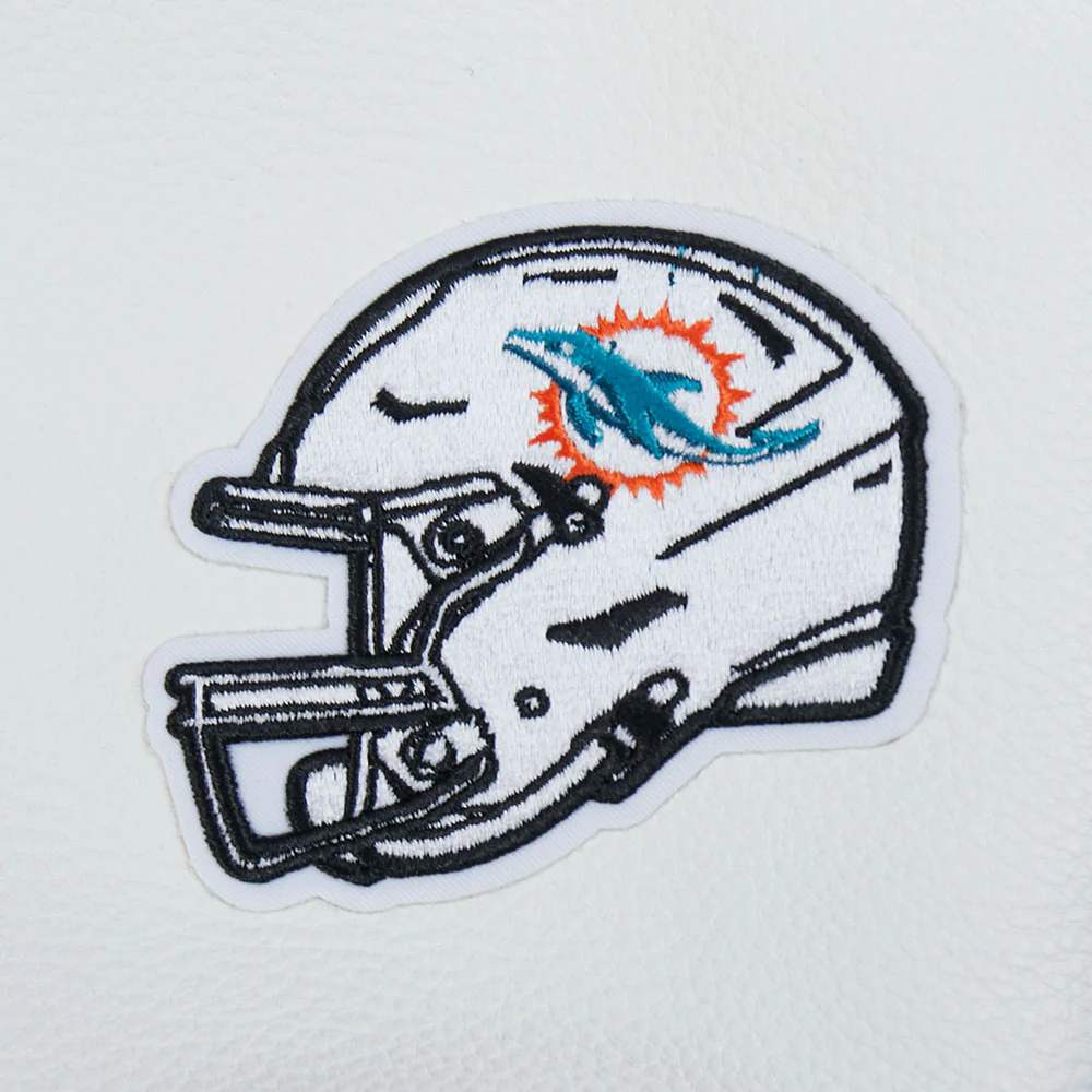 NFL MIAMI DOLPHINS MASHUP WOMEN'S RIB WOOL VARSITY JACKET (TEAL/WHITE) - Image 17