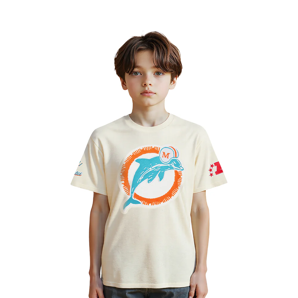 NFL MIAMI DOLPHINS RETRO CLASSIC LITTLE BOY'S SS TEE (EGGSHELL)