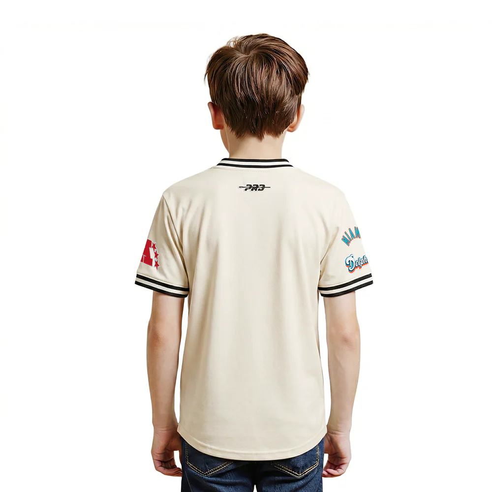 NFL MIAMI DOLPHINS RETRO CLASSIC LITTLE BOY'S SS TAPING TEE (EGGSHELL/ BLACK) - Image 2