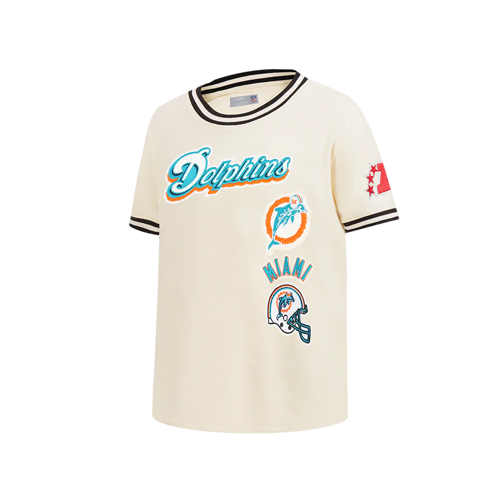 NFL MIAMI DOLPHINS RETRO CLASSIC LITTLE BOY'S SS TAPING TEE (EGGSHELL/ BLACK) - Image 3