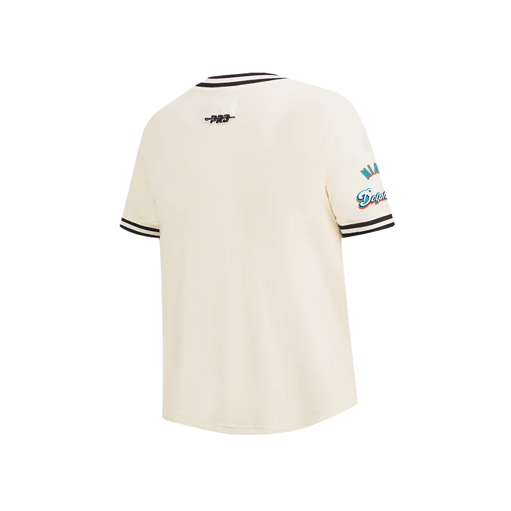 NFL MIAMI DOLPHINS RETRO CLASSIC LITTLE BOY'S SS TAPING TEE (EGGSHELL/ BLACK) - Image 4