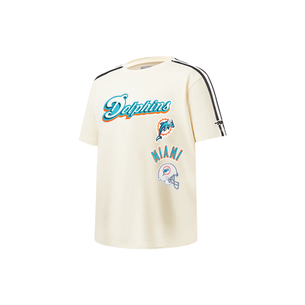 NFL MIAMI DOLPHINS RETRO CLASSIC LITTLE BOY'S SS STRIPED RIB TEE (EGGSHELL/ BLACK) - Image 3