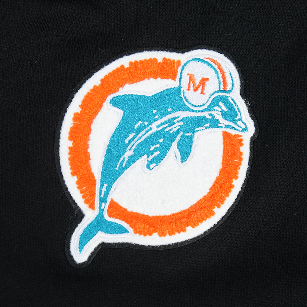 NFL MIAMI DOLPHINS RETRO CLASSIC LITTLE BOYS RIB FLEECE PULLOVER HOODIE (BLACK) - Image 10