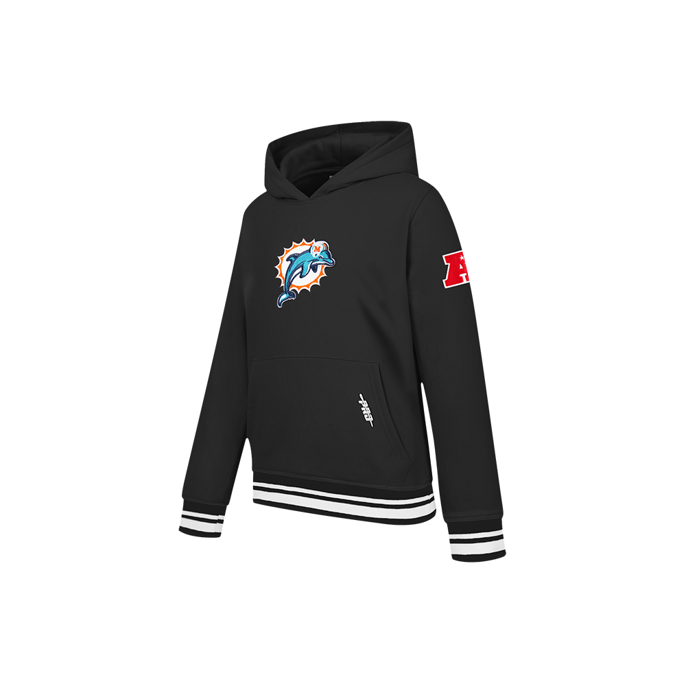 NFL MIAMI DOLPHINS RETRO CLASSIC LITTLE BOYS RIB FLEECE PULLOVER HOODIE (BLACK) - Image 4