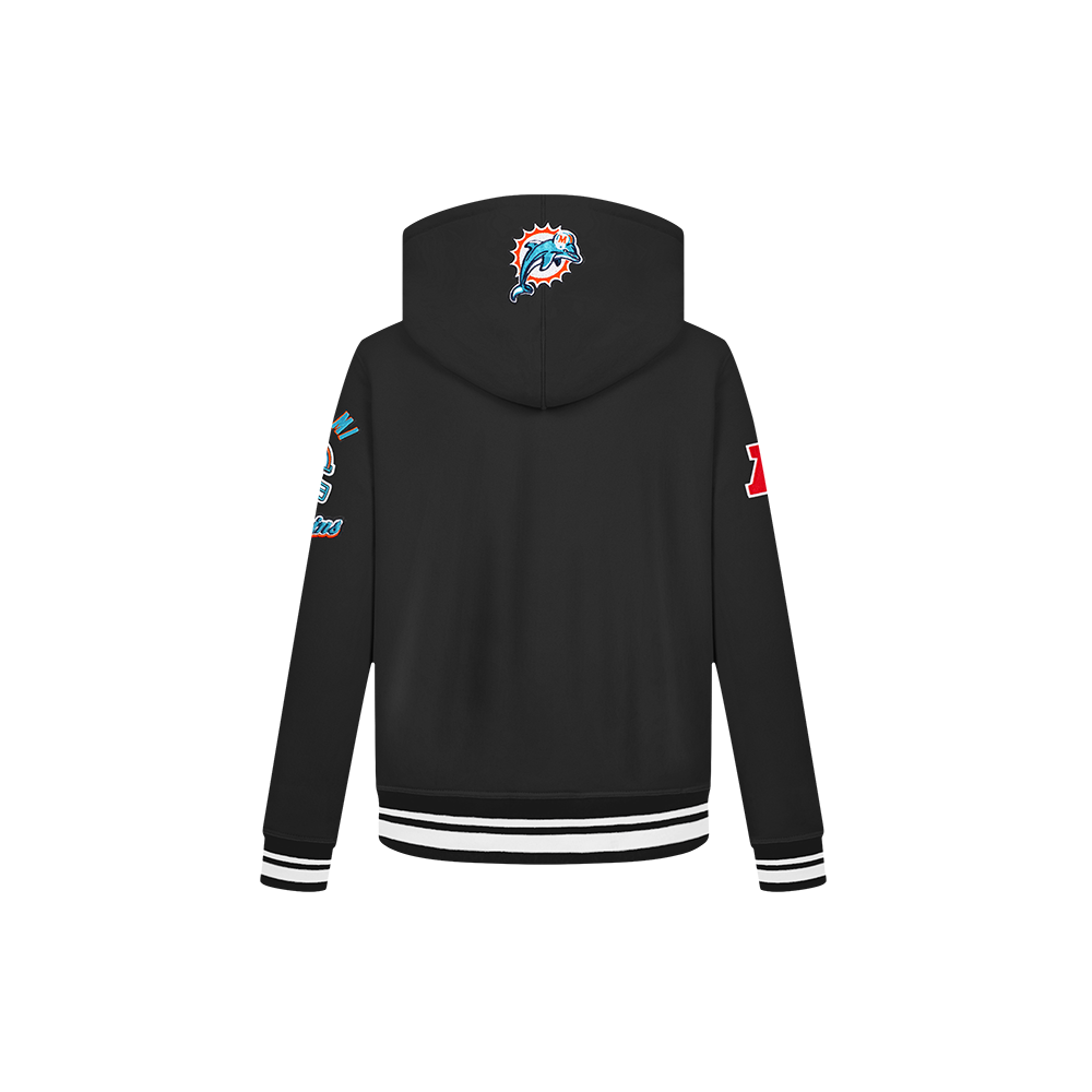 NFL MIAMI DOLPHINS RETRO CLASSIC LITTLE BOYS RIB FLEECE PULLOVER HOODIE (BLACK) - Image 5