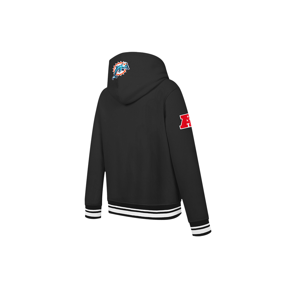 NFL MIAMI DOLPHINS RETRO CLASSIC LITTLE BOYS RIB FLEECE PULLOVER HOODIE (BLACK) - Image 6