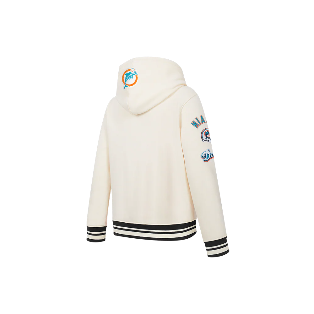 NFL MIAMI DOLPHINS RETRO CLASSIC LITTLE BOY'S RIB FLC PO HOODIE (EGGSHELL/ BLACK) - Image 12