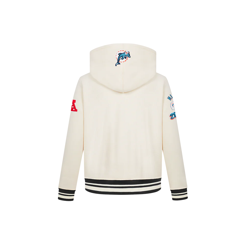 NFL MIAMI DOLPHINS RETRO CLASSIC LITTLE BOY'S RIB FLC PO HOODIE (EGGSHELL/ BLACK) - Image 5