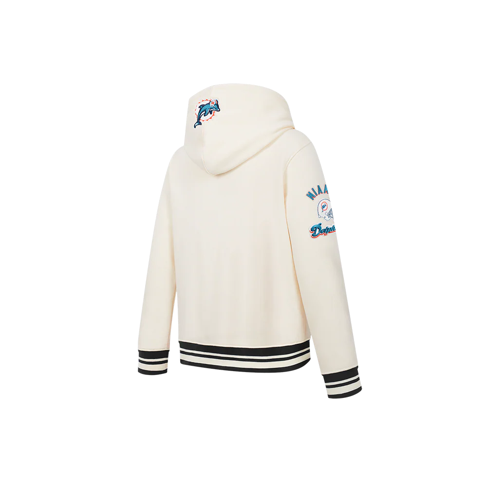 NFL MIAMI DOLPHINS RETRO CLASSIC LITTLE BOY'S RIB FLC PO HOODIE (EGGSHELL/ BLACK) - Image 6