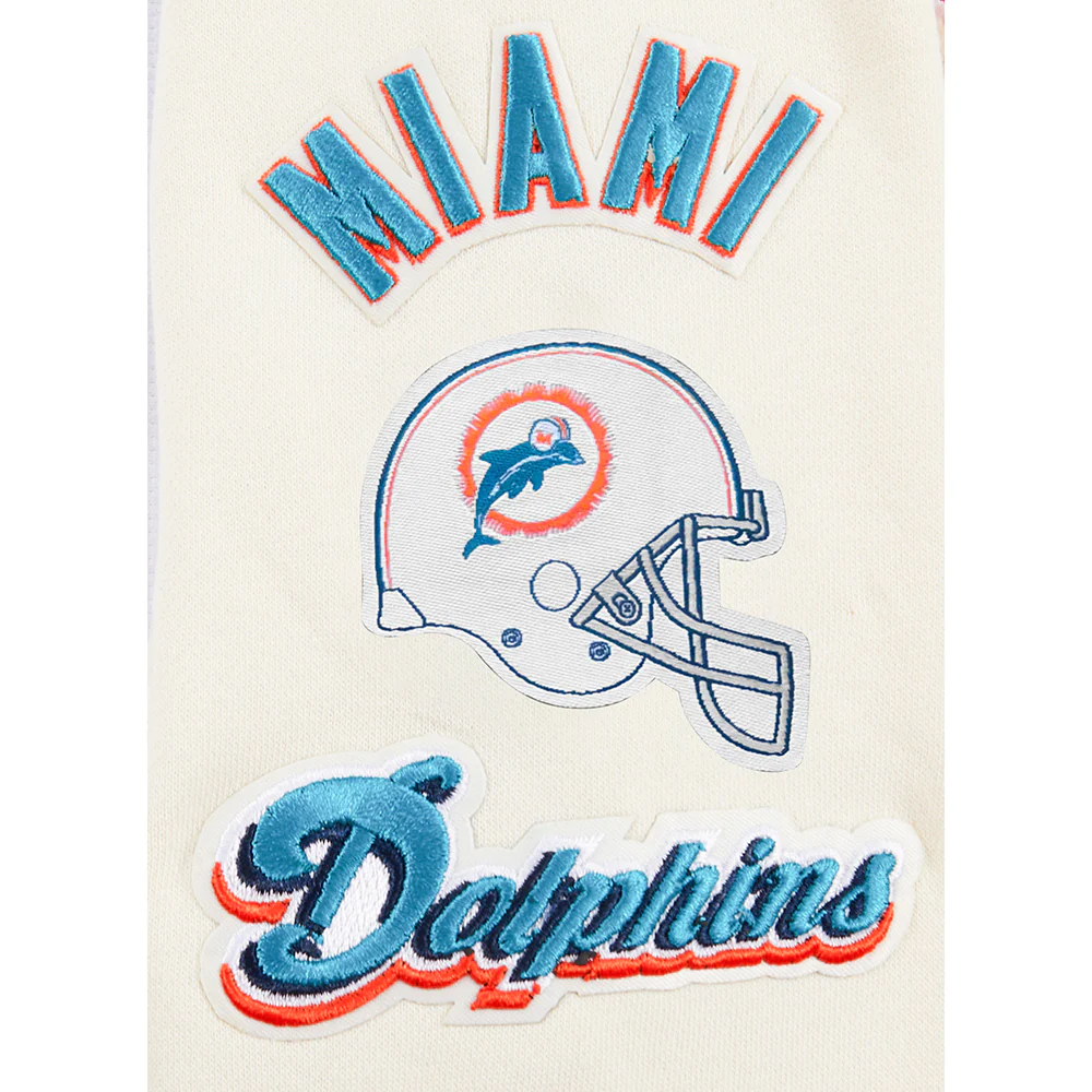 NFL MIAMI DOLPHINS RETRO CLASSIC LITTLE BOY'S RIB FLC PO HOODIE (EGGSHELL/ BLACK) - Image 8